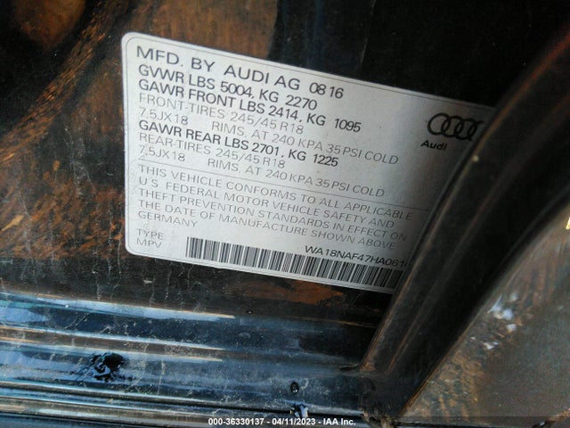 WA18NAF47HA061639 Audi Allroad Premium Plus