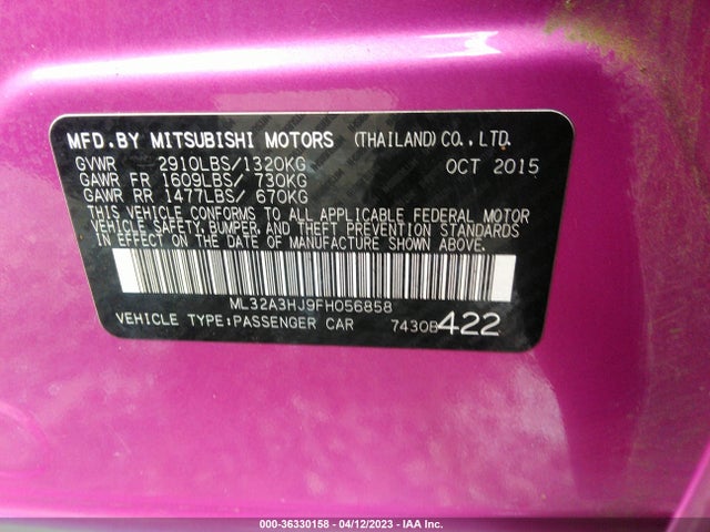 ML32A3HJ9FH056858 Mitsubishi Mirage De/rf