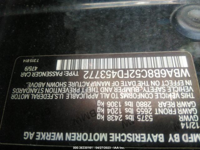 WBA6B8C52FD453772 BMW 6 Series 640i Xdrive