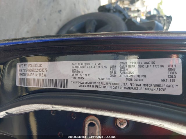 2020 RAM 1500 CLASSIC WARLOCK VIN: 1C6RR6GT2LS150577
