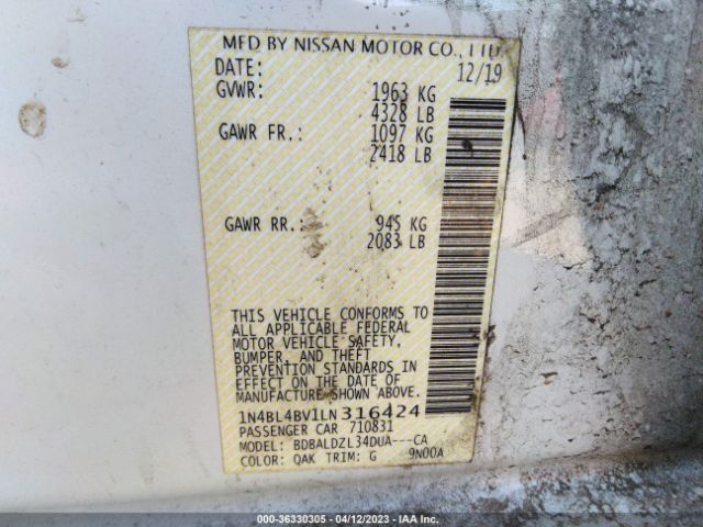 1N4BL4BV1LN316424 Nissan Altima 2.5 S