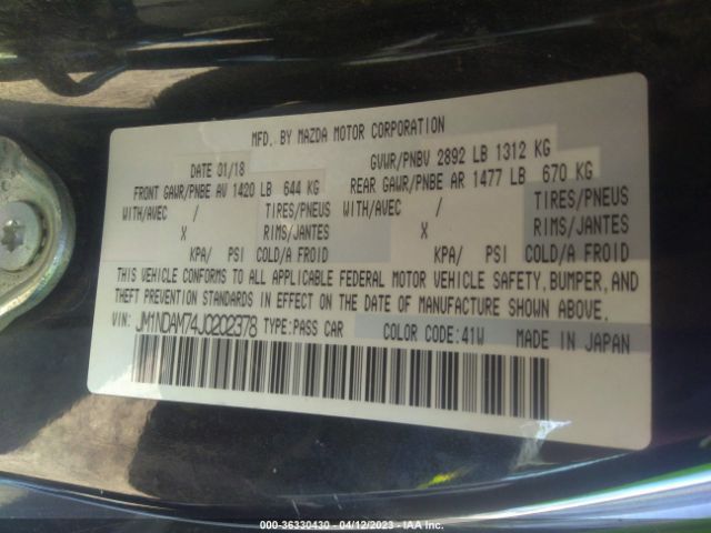 JM1NDAM74J0202378 Mazda Mx-5 Miata Rf Grand Touring