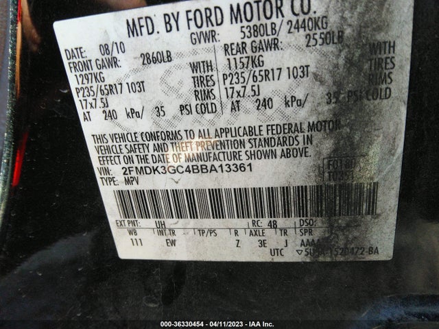 2011 FORD EDGE SE VIN: 2FMDK3GC4BBA13361