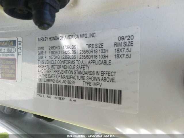 Honda CR-V EX 2020 5J6RW2H5XLA018239 Image 9