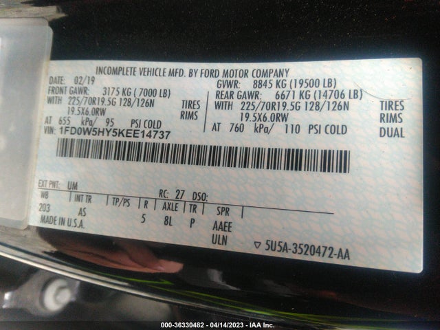 2019 Ford F-550, VIN: 1FD0W5HY5KEE14737