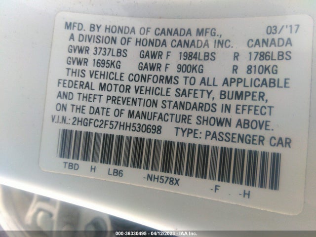 Honda Civic Sedan Lx 2017 2HGFC2F57HH530698 Image 9