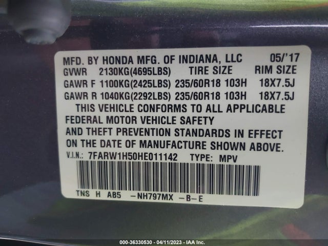 Honda CR-V EX 2017 7FARW1H50HE011142 Image 10