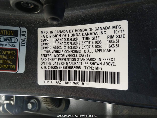 Honda CR-V LX 2014 2HKRM3H35EH566998 Image 9