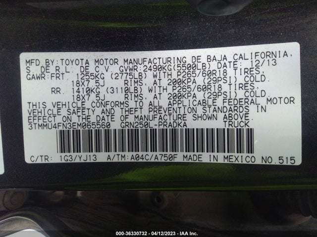 Toyota TACOMA 2014 3TMMU4FN3EM065560 Image 10