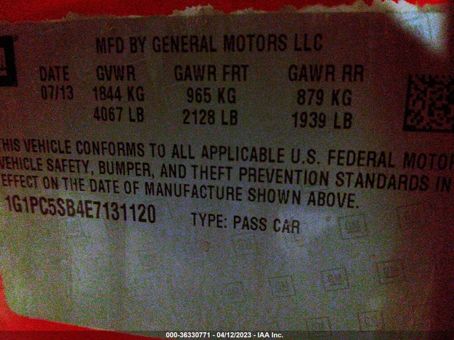 Chevrolet Cruze 1lt 2014 1G1PC5SB4E7131120 Image 11