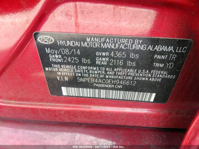 Hyundai SONATA GLS 2014 5NPEB4AC0EH946612 Image 9
