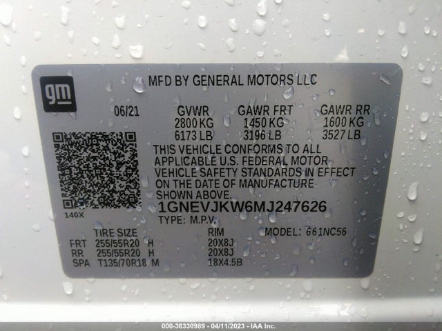 Chevrolet Traverse Rs 2021 1GNEVJKW6MJ247626 Image 10
