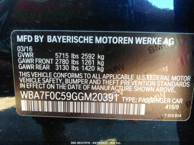 WBA7F0C59GGM20391 BMW 7 Series 750i