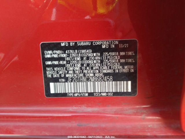 JF2GTHNC2M8682458 Subaru Crosstrek Limited