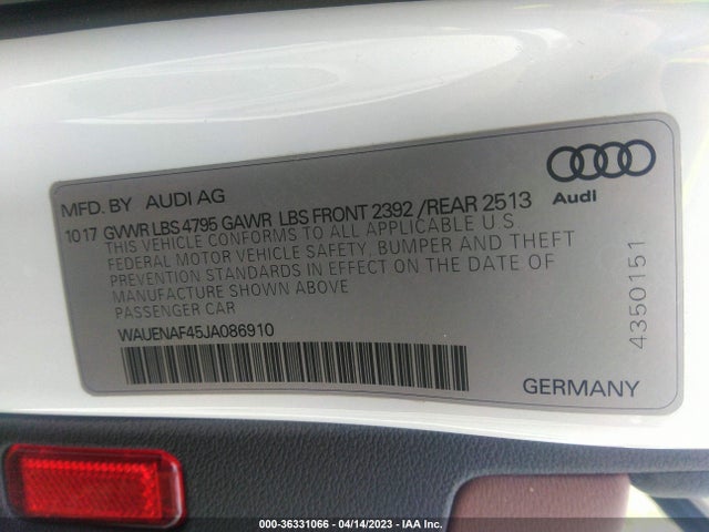 WAUENAF45JA086910 Audi A4 Premium Plus