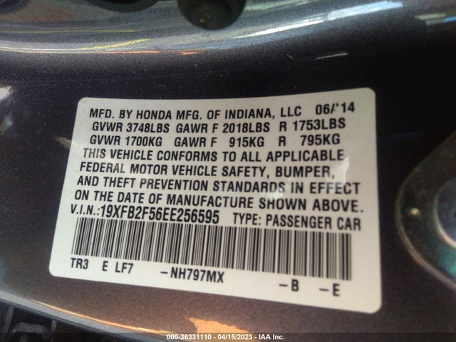 Honda Civic Sedan Lx 2014 19XFB2F56EE256595 Image 9