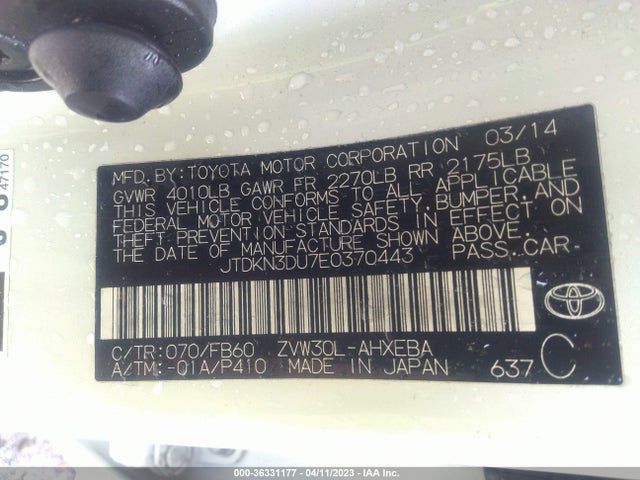 Toyota Prius Four/five/three/one/two 2014 JTDKN3DU7E0370443 Image 9