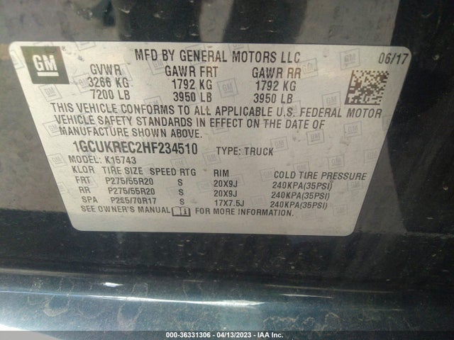 Chevrolet Silverado 1500 Lt 2017 1GCUKREC2HF234510 Image 9