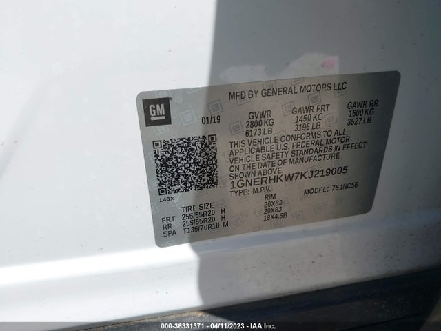 Chevrolet Traverse Lt Leather 2019 1GNERHKW7KJ219005 Image 10
