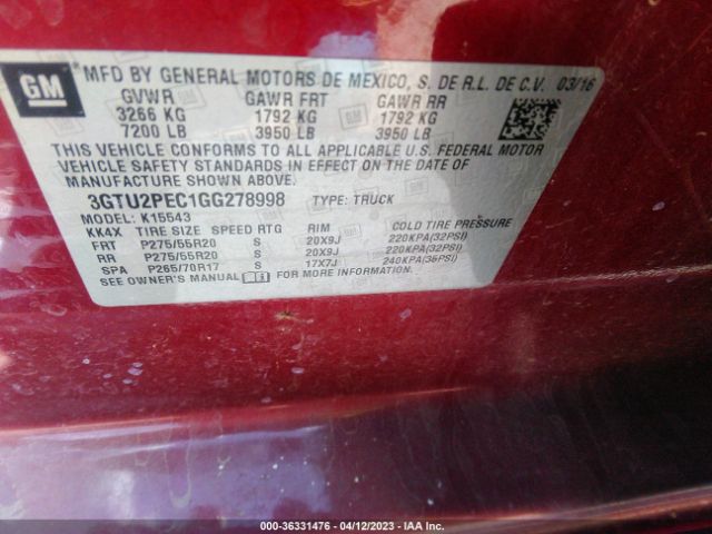 3GTU2PEC1GG278998 GMC Sierra 1500 Denali