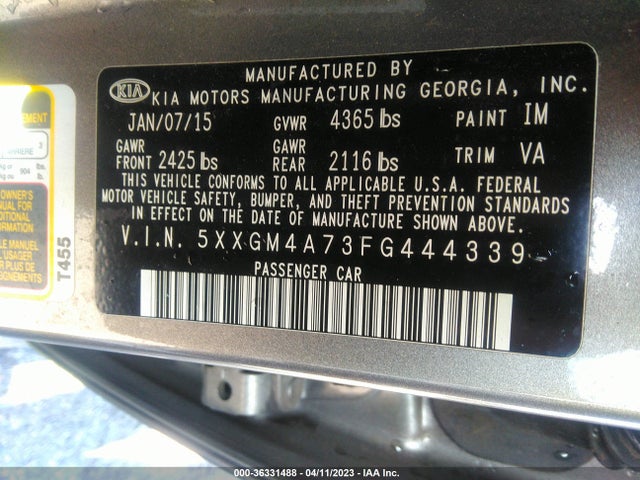 KIA Optima Lx 2015 5XXGM4A73FG444339 Image 11