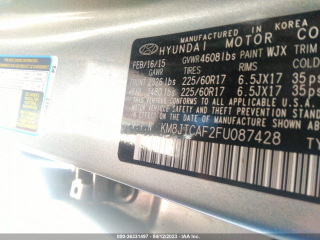 2015 Hyundai Tucson, VIN: KM8JTCAF2FU087428