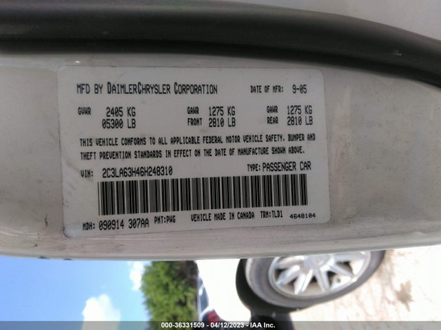 2006 CHRYSLER 300 C VIN: 2C3LA63H46H248310