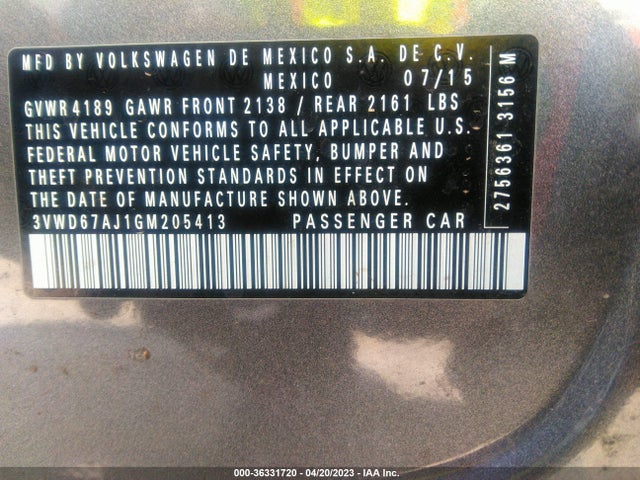 3VWD67AJ1GM205413 Volkswagen Jetta Sedan 1.4t Se