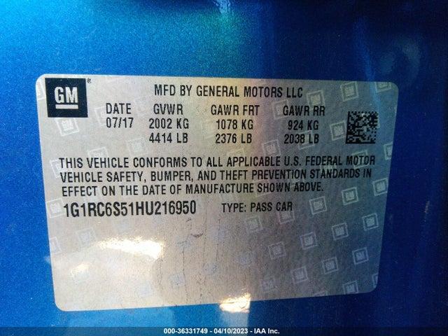 Chevrolet VOLT LT 2017 1G1RC6S51HU216950 Image 11
