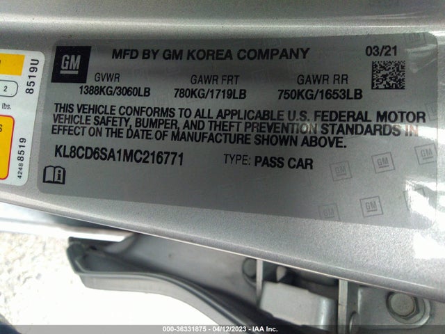 Chevrolet SPARK 1LT 2021 KL8CD6SA1MC216771 Image 9