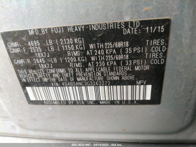 4S4BSANC3G3262272 Subaru Outback 2.5i Limited