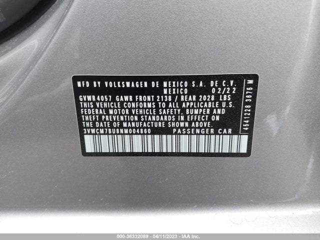 3VWCM7BU8NM004860 Volkswagen JETTA S