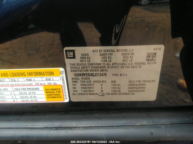 Chevrolet Traverse Ls 2016 1GNKRFED4GJ313478 Image 9