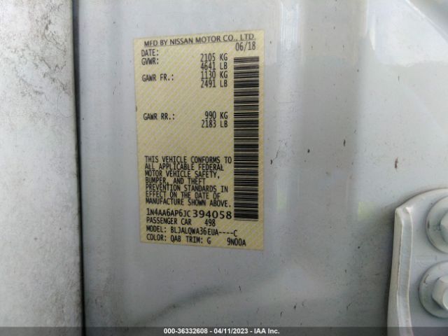 1N4AA6AP6JC394058 Nissan MAXIMA S