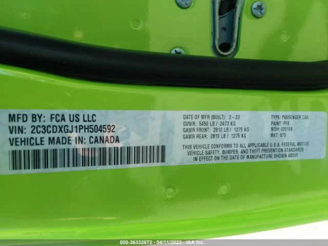 2C3CDXGJ1PH504592 Dodge Charger Scat Pack