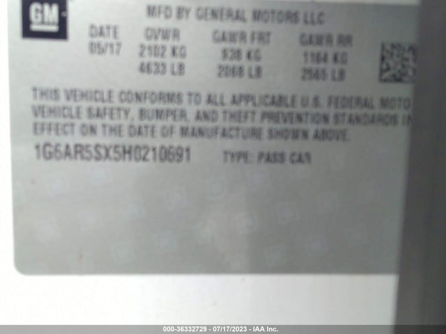 1G6AR5SX5H0210691 Cadillac Cts Sedan Luxury Rwd