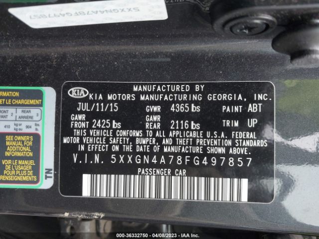 5XXGN4A78FG497857 KIA OPTIMA EX