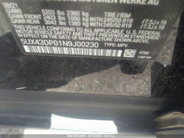 5UX43DP01N9J00230 BMW X3 Sdrive30i