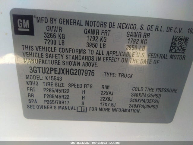 GMC Sierra 1500 Denali 2017 3GTU2PEJXHG207976 Image 9