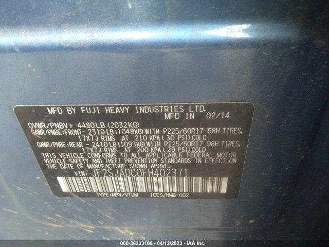 Subaru Forester 2.5i Premium 2015 JF2SJADC0FH402371 Image 9
