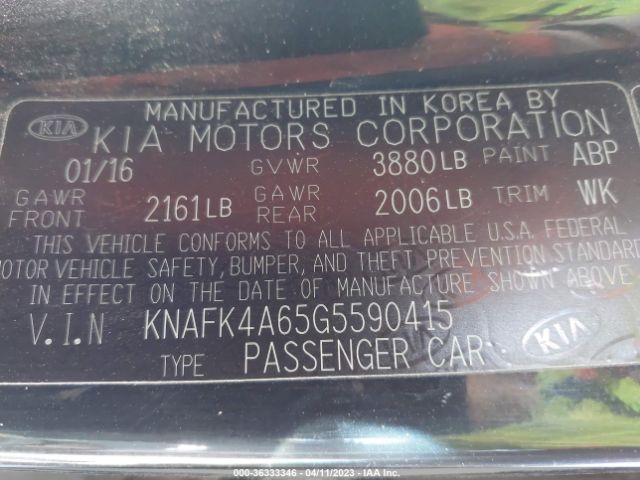 KNAFK4A65G5590415 KIA FORTE LX