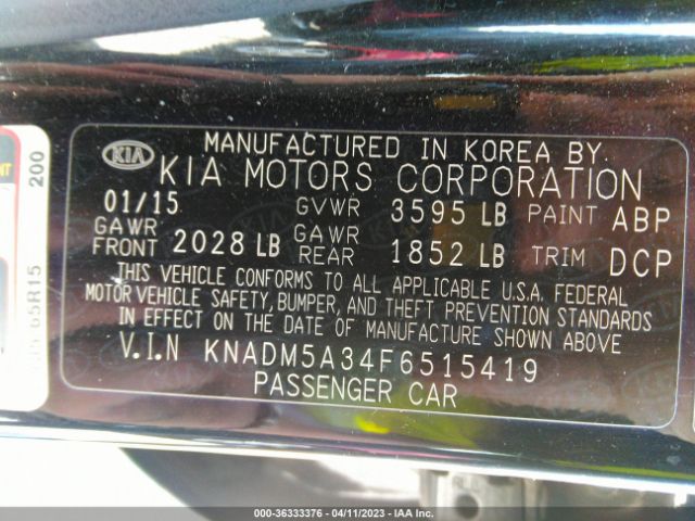 KNADM5A34F6515419 KIA RIO LX