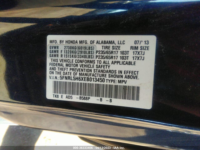 Honda Odyssey Ex-l 2014 5FNRL5H6XEB013450 Image 9