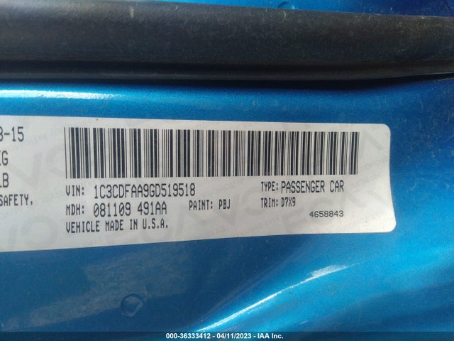 Dodge DART SE 2016 1C3CDFAA9GD519518 Image 10