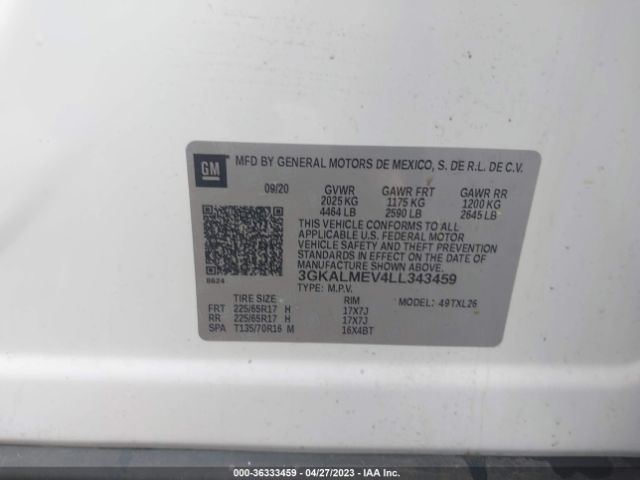 3GKALMEV4LL343459 GMC Terrain Sle