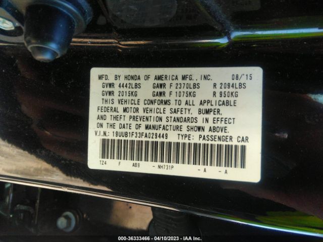 19UUB1F33FA029449 Acura TLX