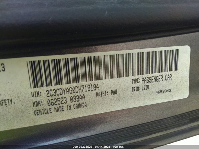 2013 DODGE CHALLENGER SXT VIN: 2C3CDYAG0DH719184