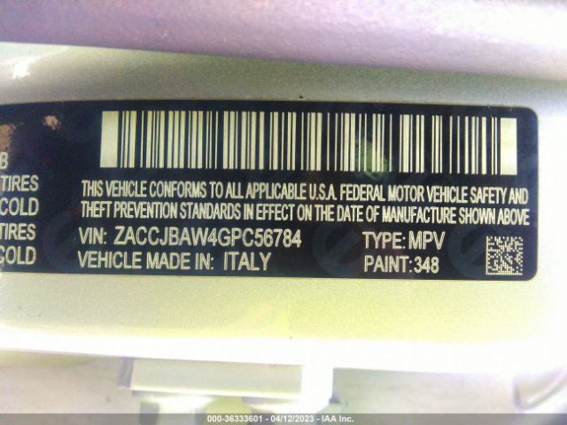 ZACCJBAW4GPC56784 Jeep Renegade Sport