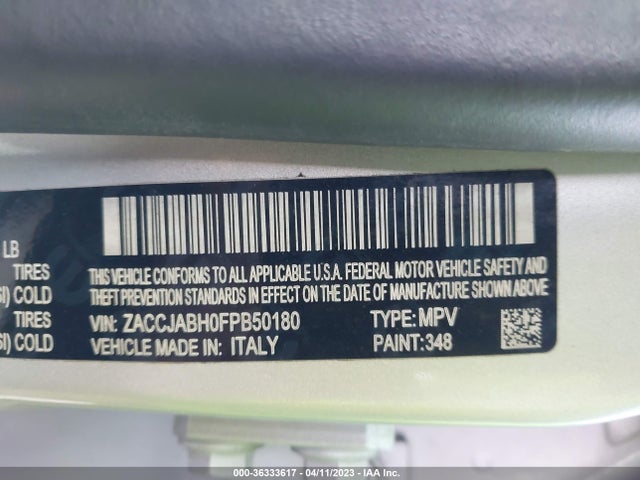 2015 JEEP RENEGADE LATITUDE VIN: ZACCJABH0FPB50180