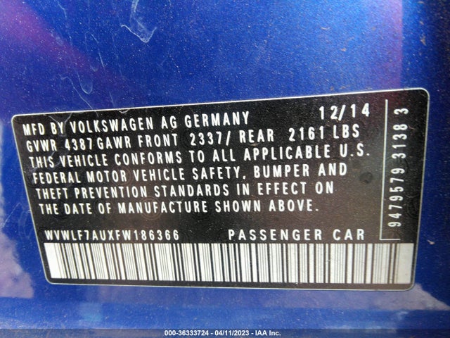 2015 Volkswagen Golf R, VIN: WVWLF7AUXFW186366